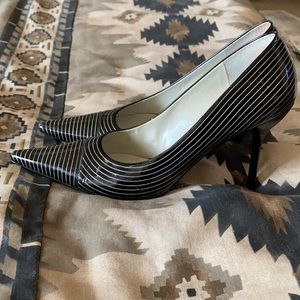 BCBG Girls black and white, patent leather shoes